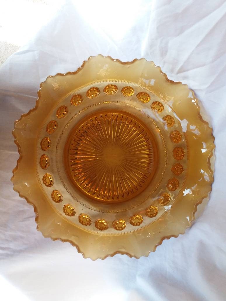 Prunt Vintage Davidson Glass Blackberry Prunt Fruit Dish in Amber Glass ...
