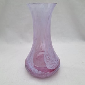 vintage Caithness Glass Rondo posy vase in swirling lilac and white glass. Neodymium glass vase. Scottish Glass.
