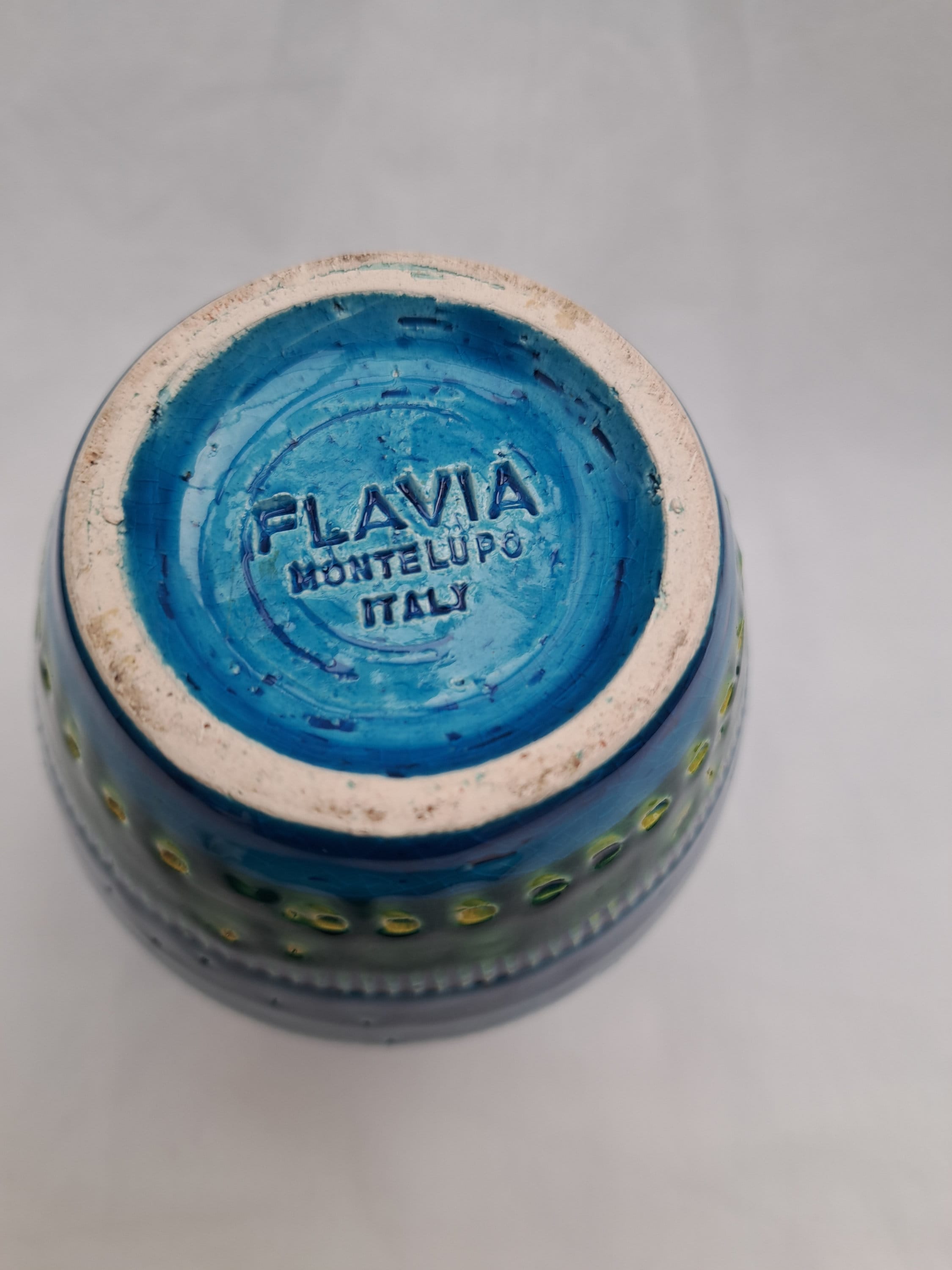 Vintage Flavia Montelupo Jug. Vase. Aldo Londi. Rimini Blue