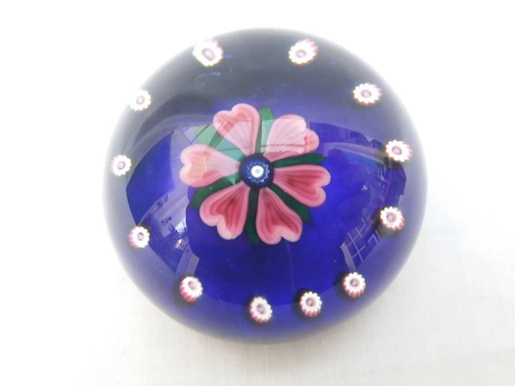 Superb Selkirk Glass Paperweight . Signed and Dated. 1982. Flower