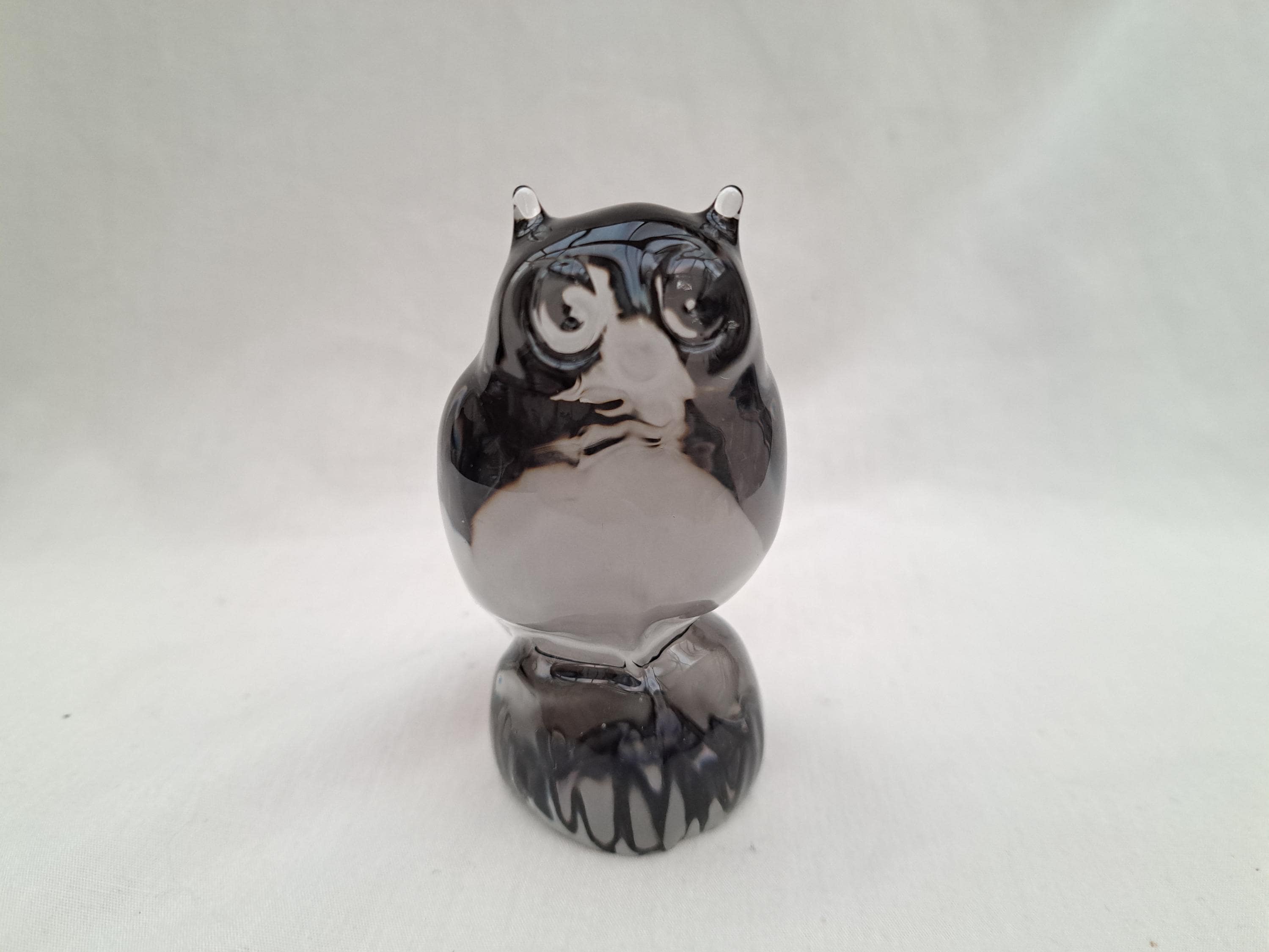 ヴィンテージのReijmyre Glasbrukクリスタルフクロウペーパーウェイト