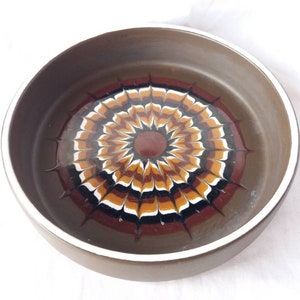 Vintage Hornsea Lancaster Muramic pin dish. 1970s. John Clappison. orange and maroon.