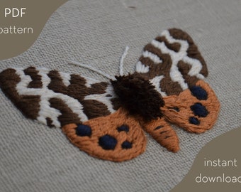 Moth Embroidery PDF pattern | Garden Tiger | Wildlife Witch Nursery Halloween Decor | DIY gift | Entomology collection | Insect Bug wallart