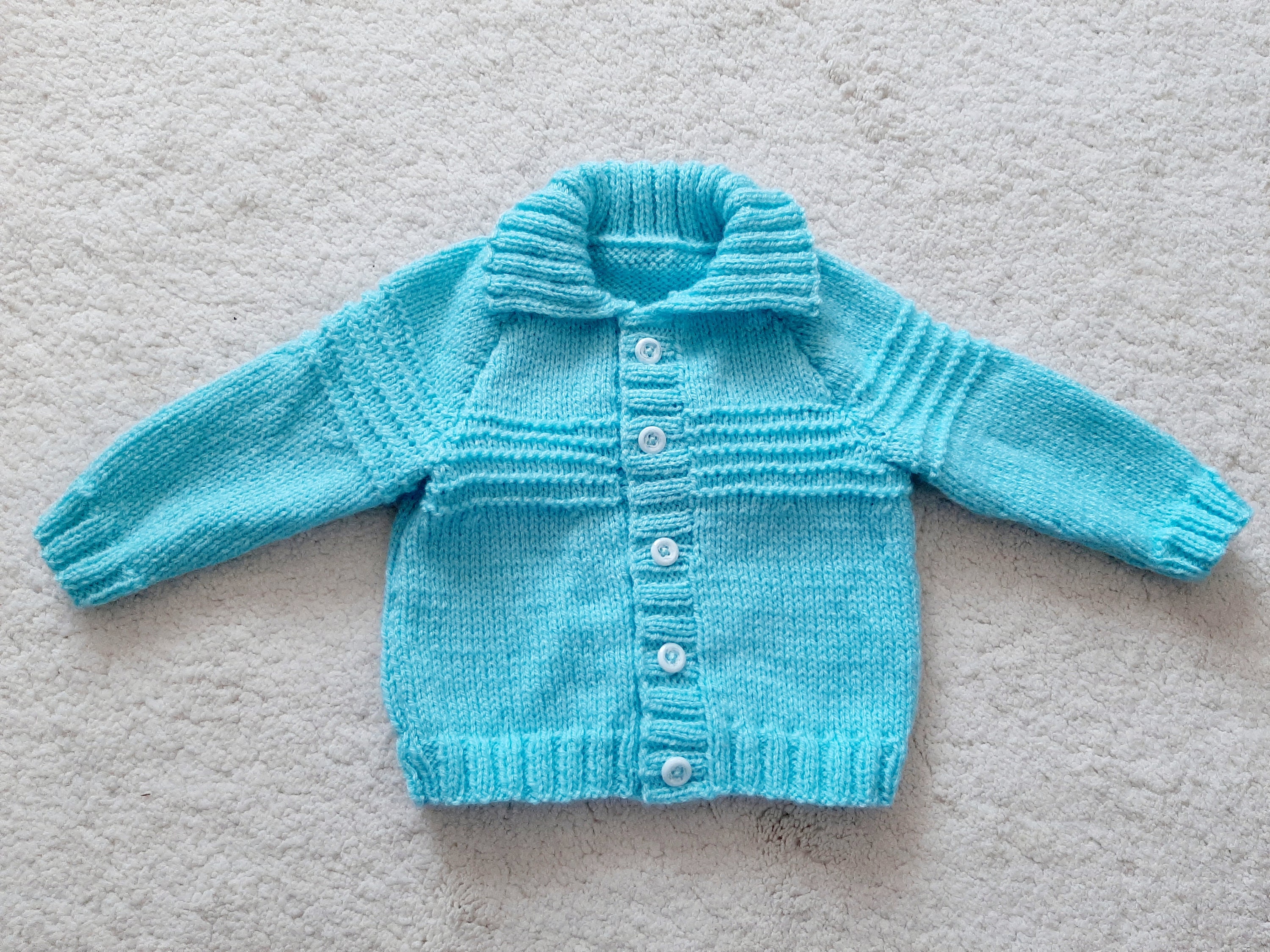 Hand Knitted Boy's Collared Cardigan and Double PomPom Hat | Etsy