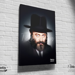Beautiful Jewish Portrait - EARLY YEARS - Original Digital painting print on canvas - Chabad Lubavitcher Rabbi  Menachem Mendel Schneerson