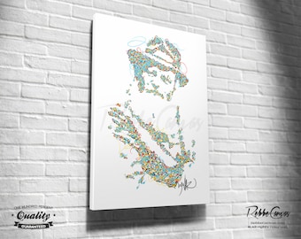 Beautiful Jewish Portrait - Lines - Original Digital painting print on canvas - Chabad Lubavitcher Rabbi  Menachem Mendel Schneerson