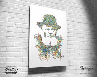 Beautiful Jewish Portrait - Lines - Original Digital painting print on canvas - Chabad Lubavitcher Rabbi  Menachem Mendel Schneerson