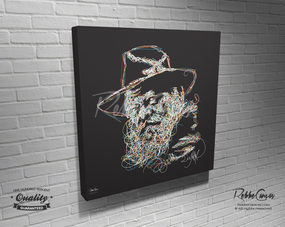 Original Digital Painting Print on Canvas by Munbaz Chabad Lubavitcher Rabbi Menachem Mendel
