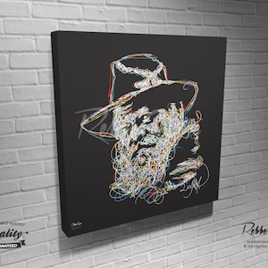Original Digital painting print on canvas by Munbaz - Chabad Lubavitcher Rabbi  Menachem Mendel Schneerson
