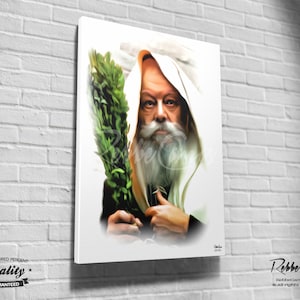 Beautiful Jewish Portrait - SUKKOS - Original Digital painting print on canvas - Chabad Lubavitcher Rabbi  Menachem Mendel Schneerson