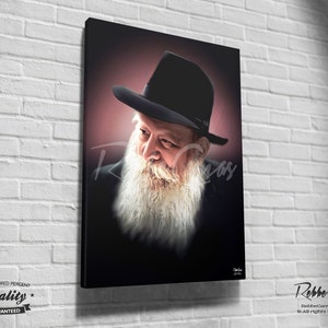 Beautiful Jewish Rabbi Portrait - BLESSING - Original Digital painting print on canvas - Chabad Lubavitcher Rebbe Menachem Mendel Schneerson