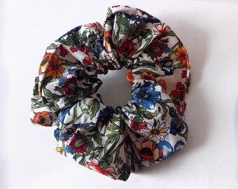 Soft Floral Cotton Scrunchie, Chunky Scrunchies, Hand Made to order, Hair bands, Hair Ties