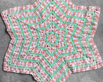 Crochet Star Baby Blanket/Pram Blanket, Handmade Chenille Blanket