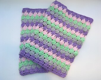 Crocheted Baby Blanket/Pram Blanket, Handmade Chenille Blanket