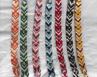 Hand Made Friendship Bracelets, Chevron Pattern, Hand Woven Wrist Band in a range of colours