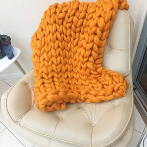 Chunky Knit Acrylic Blankets, Hand Made to Order, Various Colours Giant Knit Throw, 100% Vegan image 3