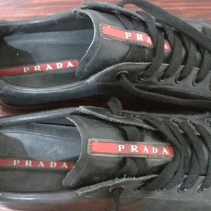 Vintage PRADA Men's Leather Sneakers/ Black Prada Shoes 4E - Etsy UK