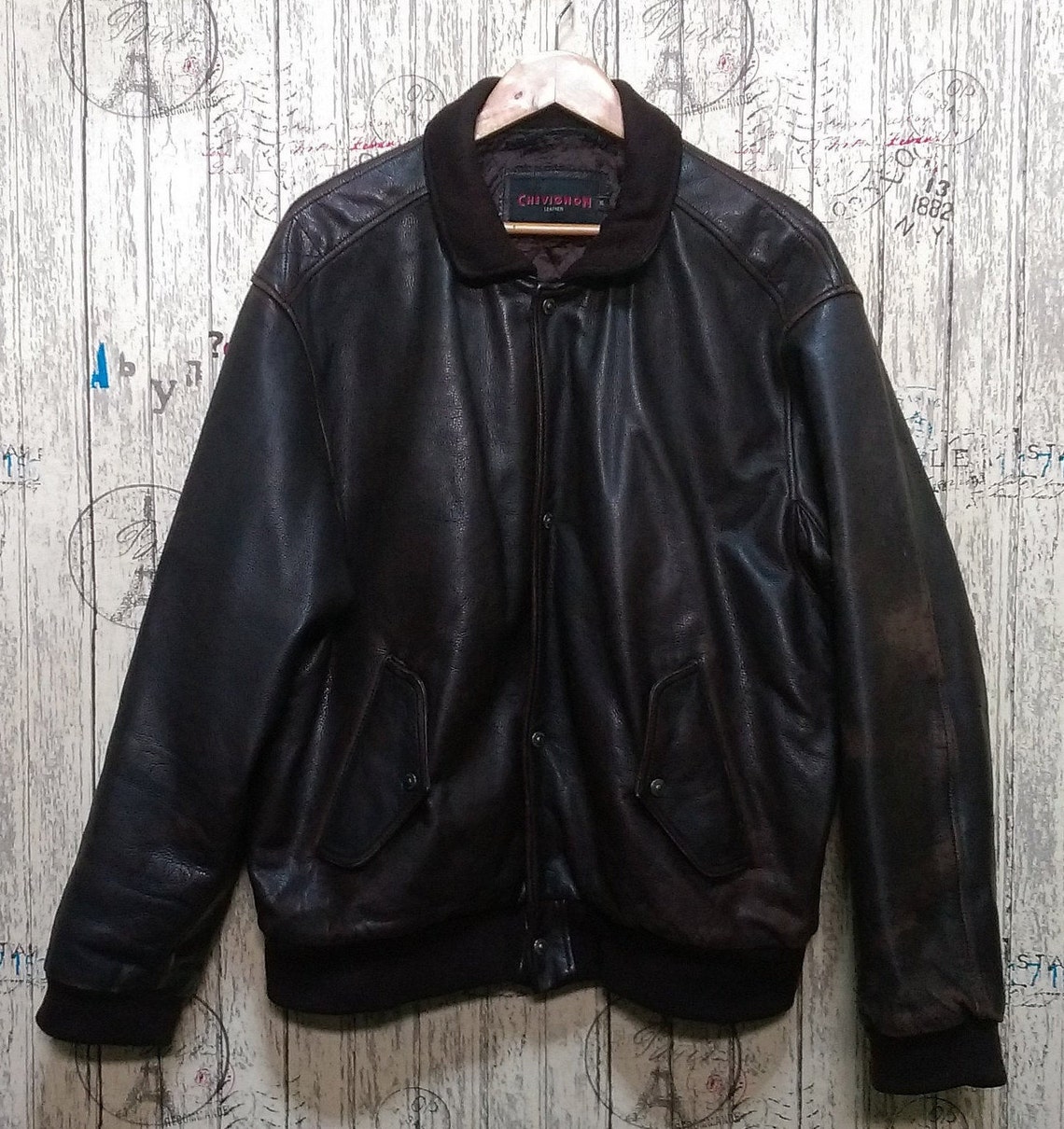 80s CHEVIGNON Leather jacket/ Brown Leather Jacket/ Vintage | Etsy