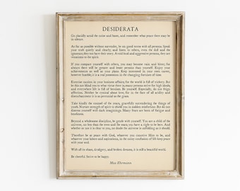 Desiderata - Words For Life Poem - Go Placidly Amid By Max Ehrmann Printable, Digital Download, Poetry Print, Libraray Decor, Literary Gift