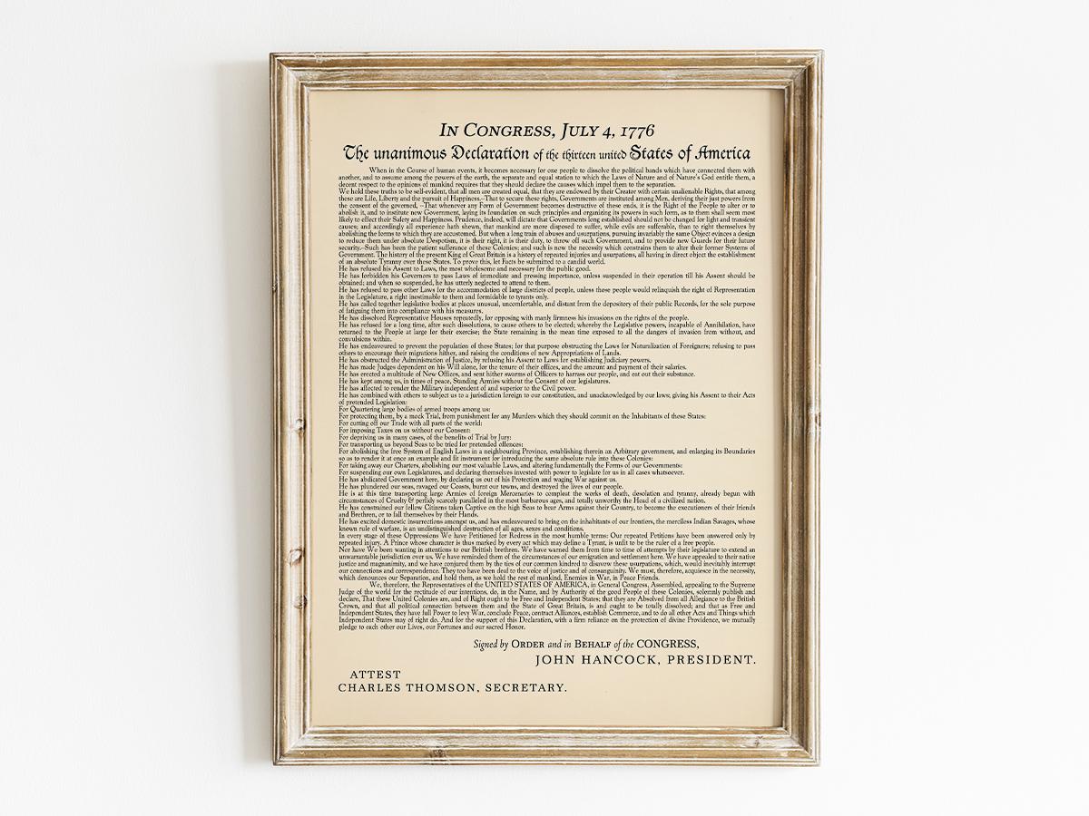 独立宣言書の印刷物、ヴィンテージの歴史的文書のレプリカ、7 月 4 日