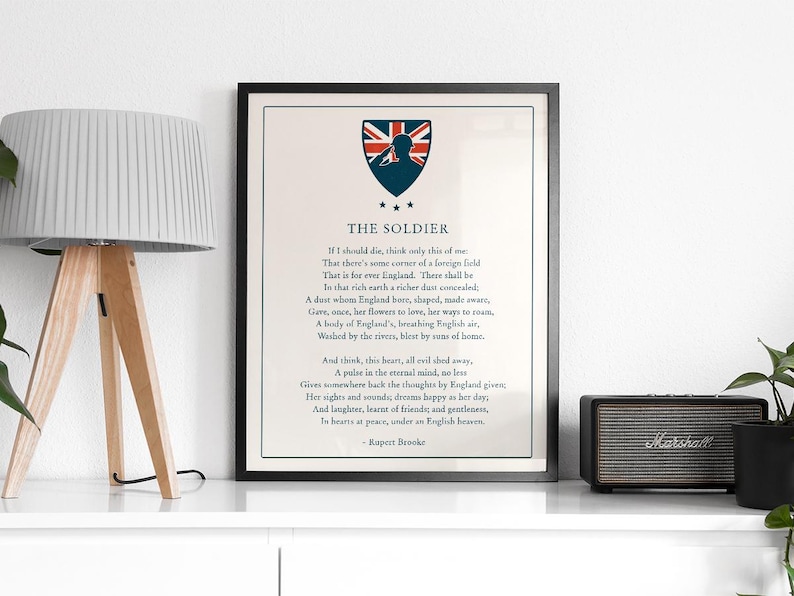 The Soldier Poem - Rupert Brooke Printable, Digital Download, World War ...