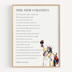 The New Colossus Poem - Emma Lazarus Printable, Digital Download, Statue of Liberty Wall Art, Poetry Print Typography Decor, Graduation Gift