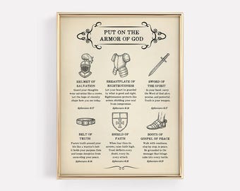 Put on the Full Armor of God Ephesians Bible Verse Printable, Digital Download, Christian Home Decor, Scripture Wall Art, Housewarming Gift