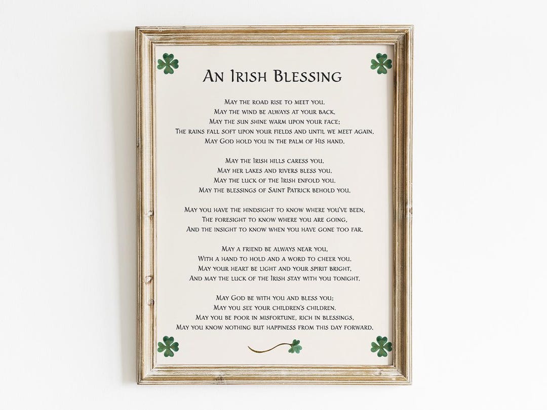 Irish Blessing Clover Celtic Prayer May the Road Rise up Printable ...