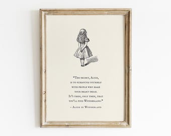 The Secret Alice Is To Surround Quote Alice In Wonderland Printable, Digital Download, Nursery Decor, Home Playroom Wall Art, Christmas Gift