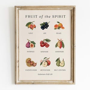 Fruit of the Spirit Galatians 5:22-23 Bible Verse Printable, Digital Download, Vintage Scripture Wall Art, Faith Home Decor, Spiritual Gift