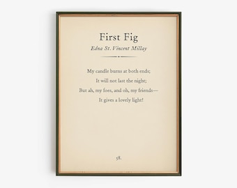 First Fig Poem Edna St. Vincent Millay Printable, Digital Download, Literary Poetry Wall Art, Vintage Book Page Decor, Classic English Gift