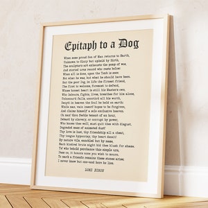 Epitaph to A Dog Poem by Lord Byron Printable, Digital Download, My ...