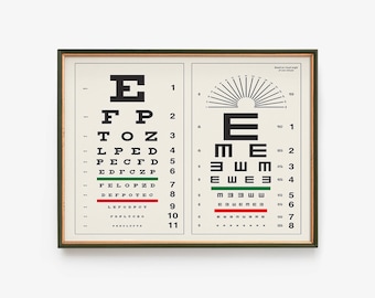 Eye Chart Poster Printable, Digital Download, Optometrist Gift, Vintage Hospital Wall Art, Optometry Decor, Snellen Eye Chart, Doctor Office