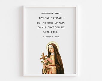 Saint Therese Of Lisieux Remember That Quote Printable, Digital Download, Do With Love, Catholic Wall Art, Typography Decor, Church Nun Gift