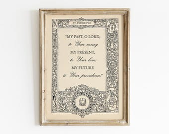 My Past O Lord to Your Mercy St. Padre Pio Quote Printable, Digital Download, Vintage Book Catholic Wall Art, God Love Decor, Christmas Gift