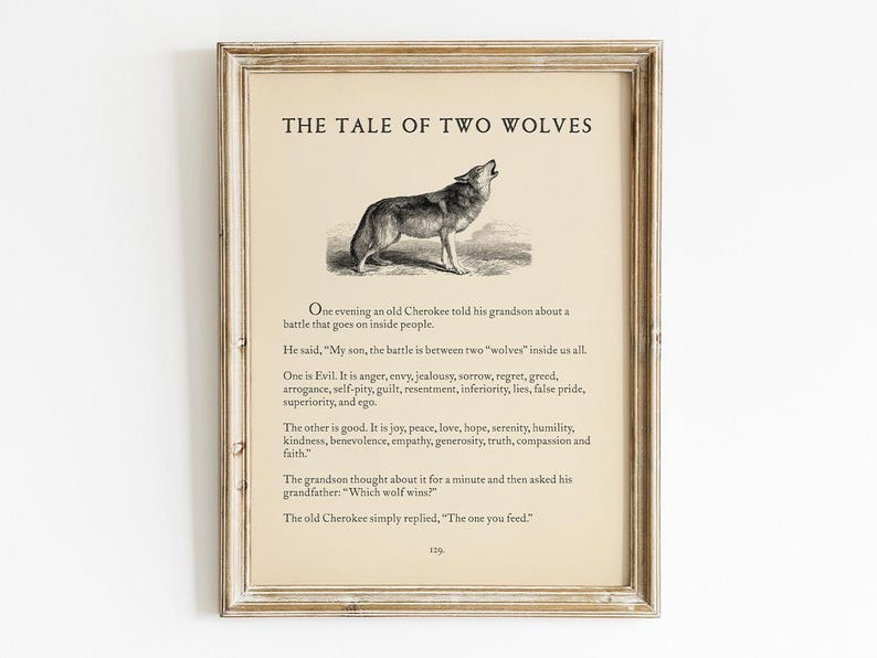 Tale Of Two Wolves The Tale of Two Wolves - Cherokee Legend Printable, Digital Download ...