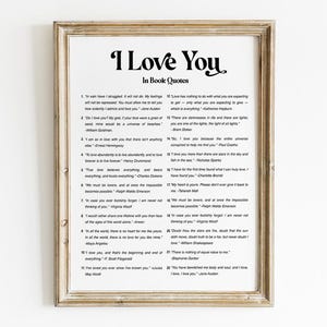 Eu te amo em citações de livros para impressão, download digital, arte de parede romântica literária de livro, decoração de casamento, presente de aniversário de dia dos namorados para esposa