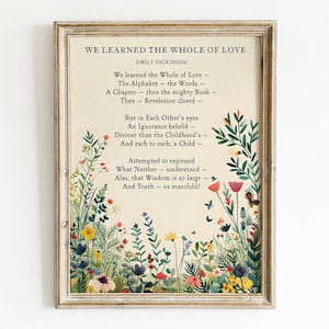 Nous avons appris le poème Whole of Love d&#39;Emily Dickinson imprimable, impression de mariage, téléchargement numérique, art mural poésie, décoration d&#39;intérieur, cadeau partenaire