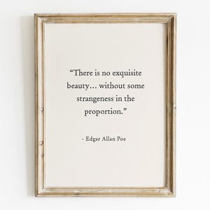 There&#39;s No Exquisite Beauty - Edgar Allan Poe Quote Printable, Digital Download, Student Wall Art, Classroom Decor, Author Book Lover Gift