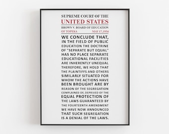 Brown v. Board of Education Printable, Classroom Print, Digital Download, African American History Wall Art, Literature Decor, Lawyer Gift