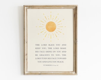 The Lord Bless You And Keep You Numbers 6:24-26 Bible Verse Printable, Scripture Wall Art, Digital Download, Religious Decor, Christian Gift
