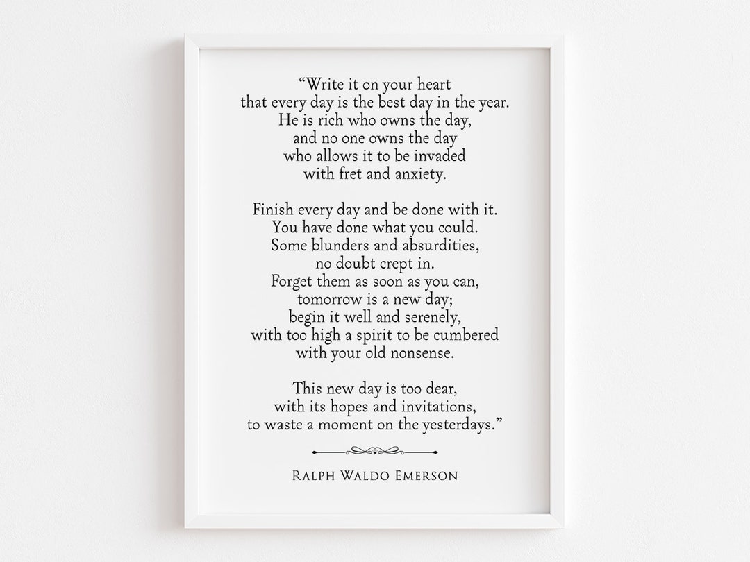 Write It on Your Heart by Ralph Waldo Emerson Printable Literature ...