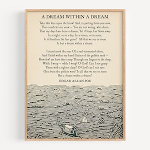 Ein Traum in einem Traum Gedicht von Edgar Allan Poe Printable, Vintage Poesie Wand Kunst Digital Download, Typografie Dekor, Freund Abschlussgeschenk