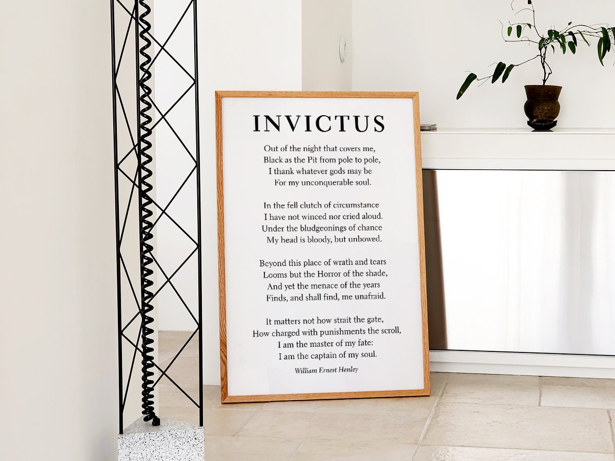 Invictus by William Ernest Henley Printable, Typography Literature ...