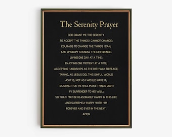 The Serenity Prayer Full Version Printable, Scripture Print Digital Download, Baptism Wall Art, Christian Typography Decor Confirmation Gift