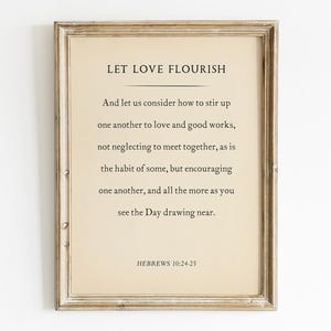 Love and Good Works Hebrews 10:24-25 Bible Verse Printable, Scripture Wall Art, Christian Encouragement Decor, Typography Decor, Couple Gift