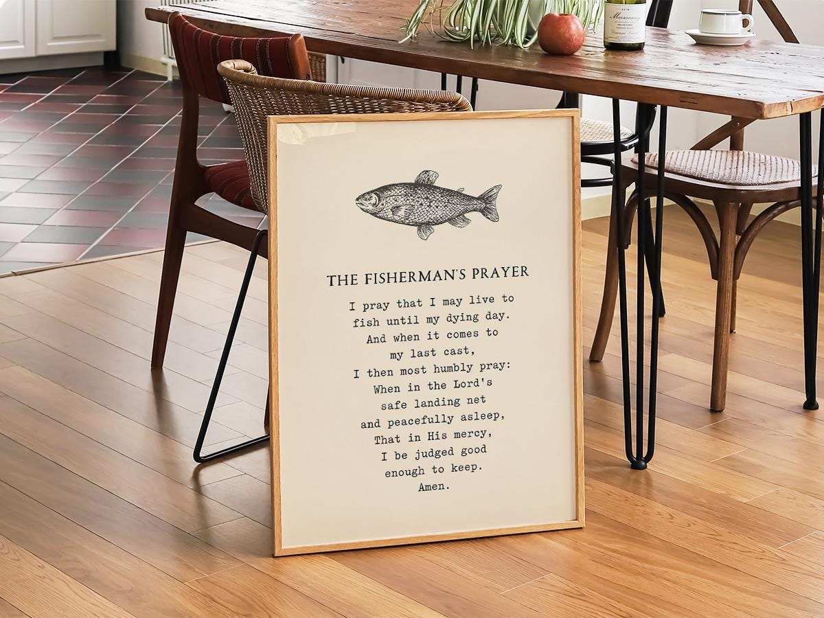 Prayee Fish Fisherman Prayer Printable, Fly Fishing Trout Fish Wall Art, Nature ...