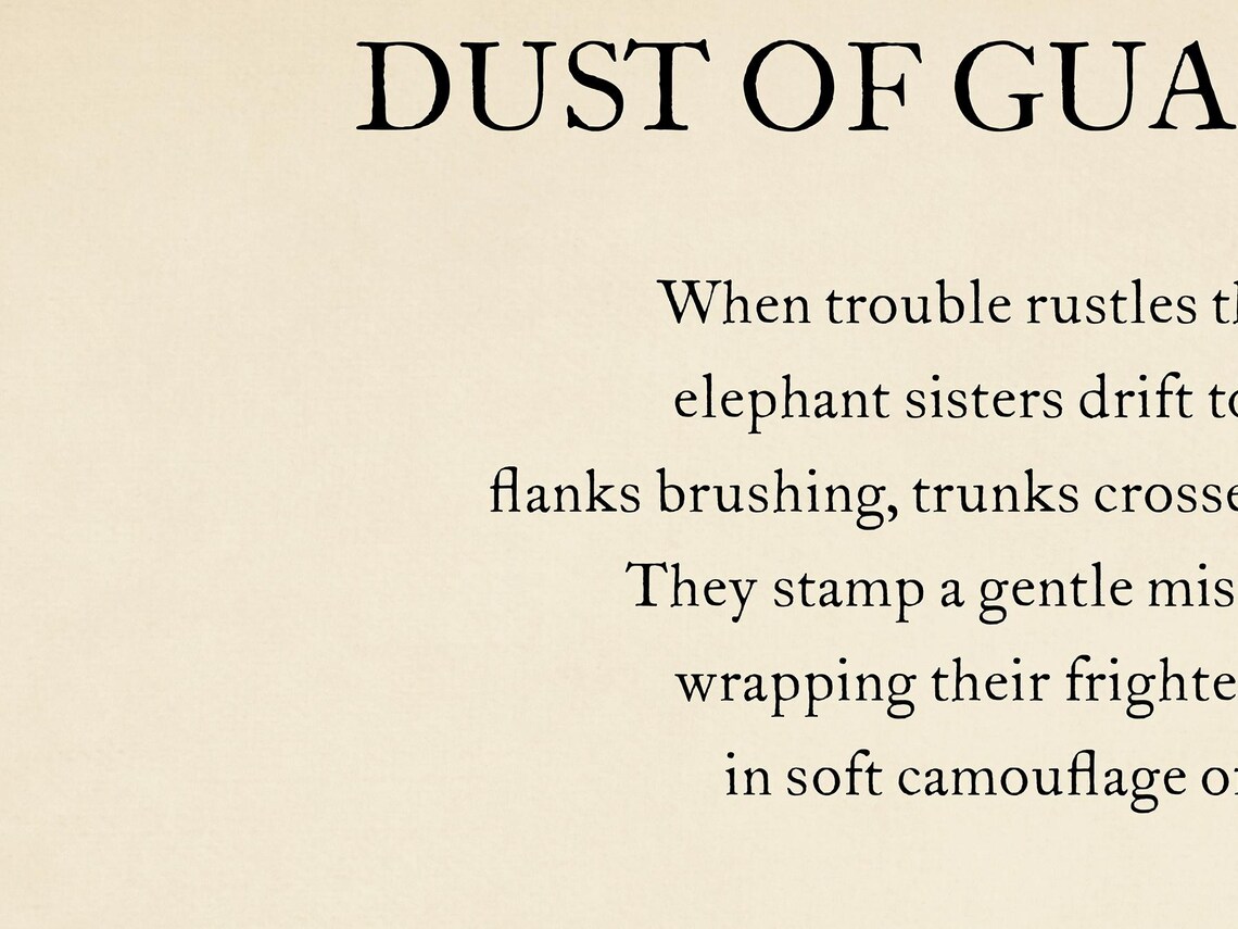 Elephant Dust of Guardians Poem Printable, Digital Download, Sisterhood