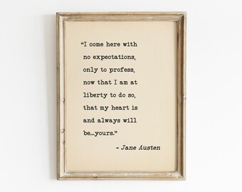 My Heart is Always Be Yours Quote Jane Austen Printable, Digital Download, Sense and Sensibility Wall Art, Romantic Decor, Book Lover Gift