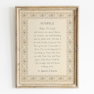 Saint Ignatius Suspice Prayer of Surrender Take Lord Receive Printable, Digital Download, Christian Wall Art, Easter Decor, Lent Season Gift